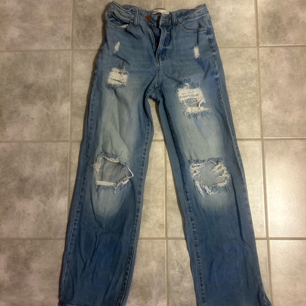 Women's Distressed Blue Jeans
